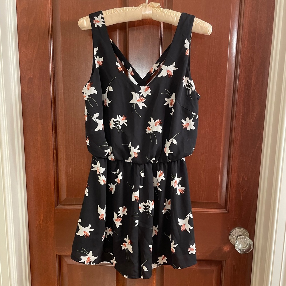 Lush black floral romper